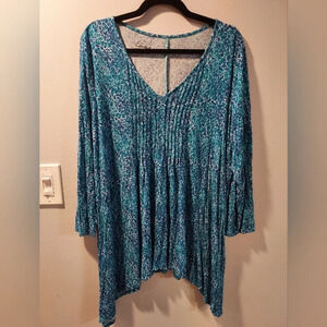 Simply Emma Teal 3/4 Sleeve Pullover Top in Size 2X
